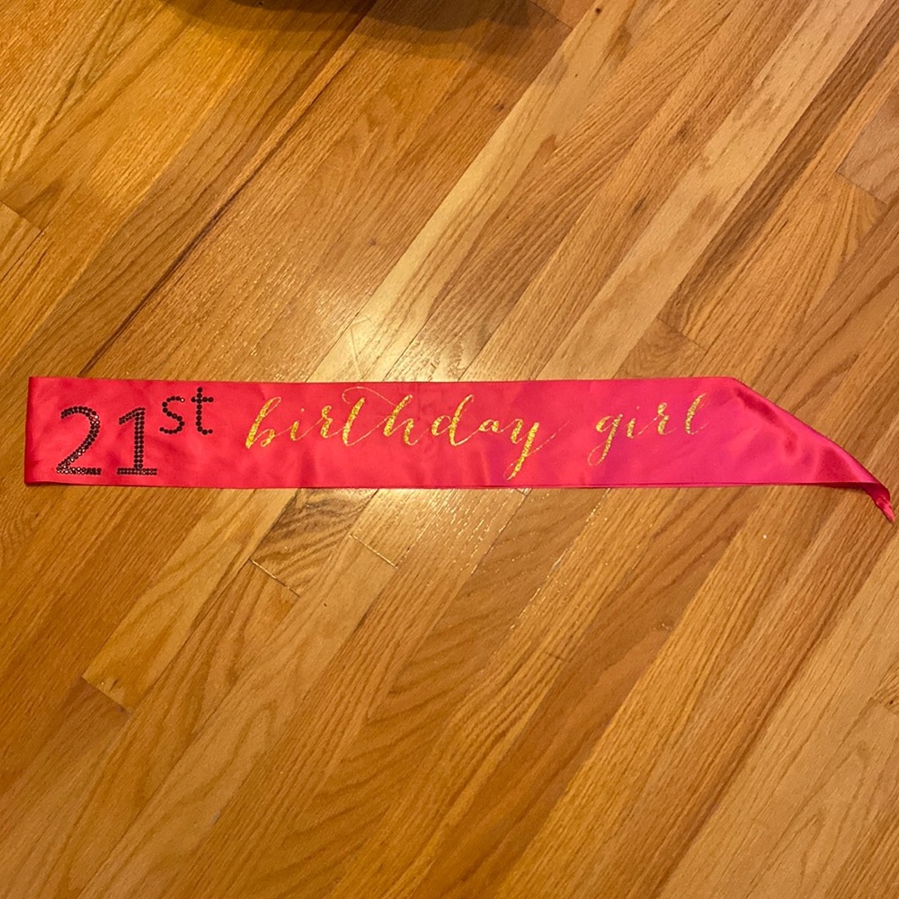 Hot Pink 21st Birthday Sash w/ Glitter